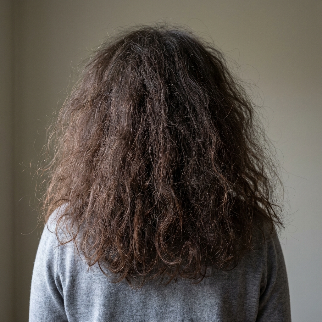 Antes: Cabello con frizz y volumen